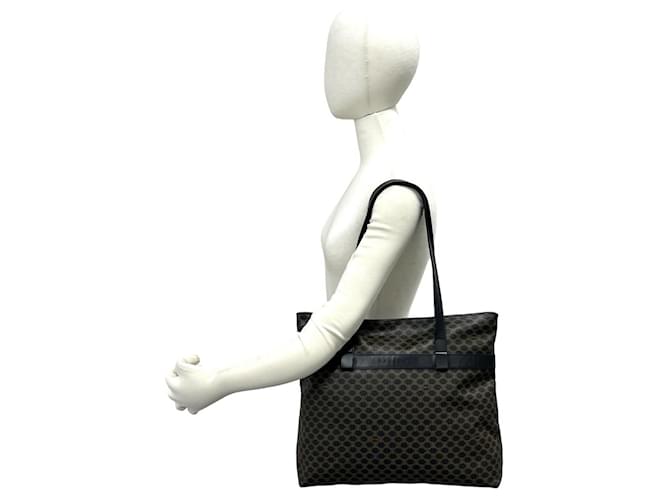 Céline CELINE Vintage Macadam Blazon Pattern Ledertote Braun Schwarz - Ansicht 2
