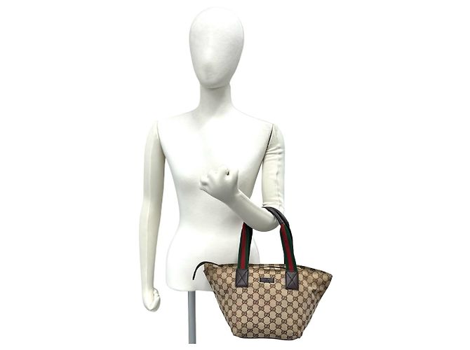 Borsa GUCCI Sherry Line GG Canvas Leather Marrone Rosso Verde - vista 2