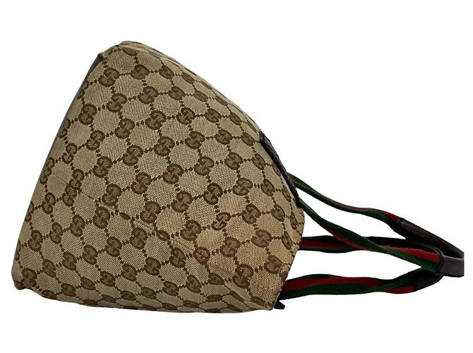 Borsa GUCCI Sherry Line GG Canvas Leather Marrone Rosso Verde - vista 6