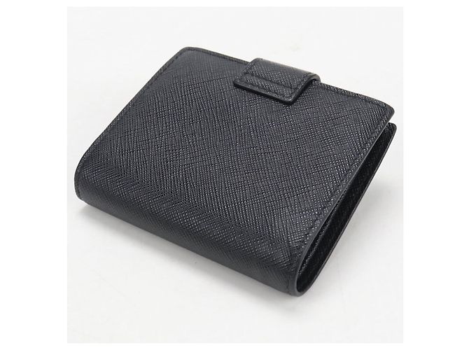 Cartera bi-fold Prada de piel Saffiano negra Negro - vista 2