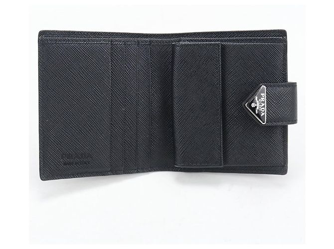 Cartera bi-fold Prada de piel Saffiano negra Negro - vista 3