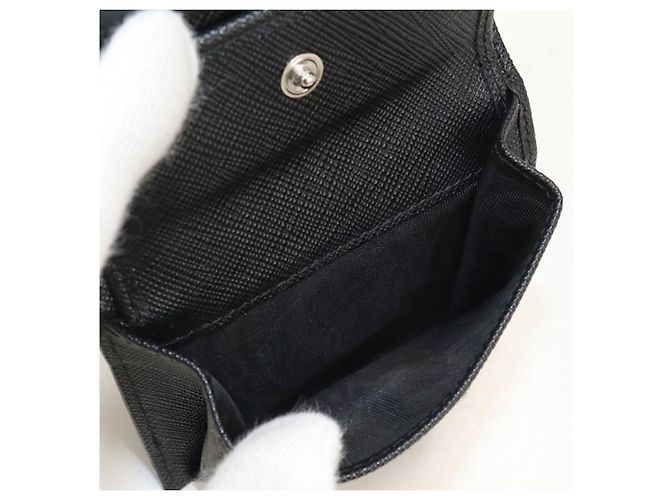 Cartera bi-fold Prada de piel Saffiano negra Negro - vista 5