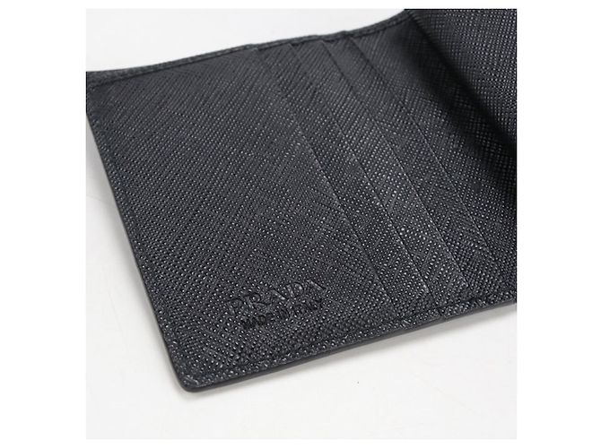 Cartera bi-fold Prada de piel Saffiano negra Negro - vista 6