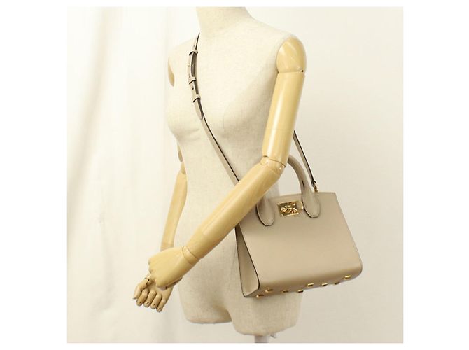 Borsa in pelle beige Salvatore Ferragamo - vista 9