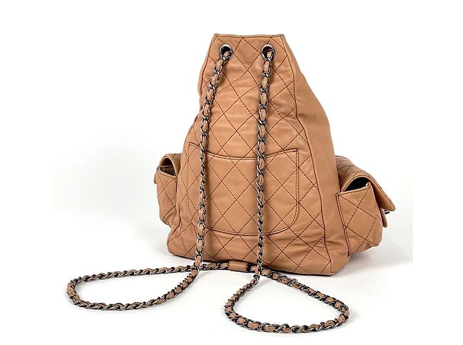 Chanel Matelassé Leder-Rucksack Beige - Ansicht 2