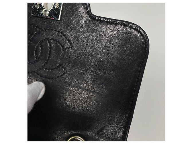 Chanel Chocolate Bar Schultertasche Schwarz Roh - Ansicht 9