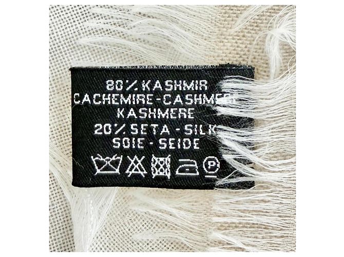 Chanel 19P Cashmere Silk Shawl Beige Cream - view 10