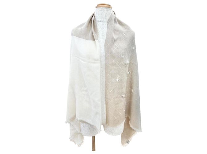 Chanel 19P Cashmere Silk Shawl Beige Cream - view 2