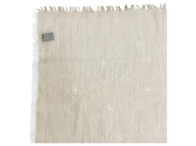 Chanel 19P Cashmere Silk Shawl Beige Cream - view 4