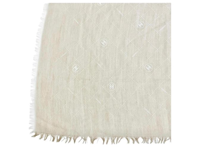 Chanel 19P Cashmere Silk Shawl Beige Cream - view 5