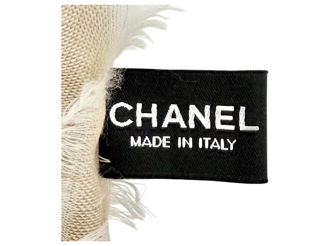 Chanel 19P Cashmere Silk Shawl Beige Cream - view 9