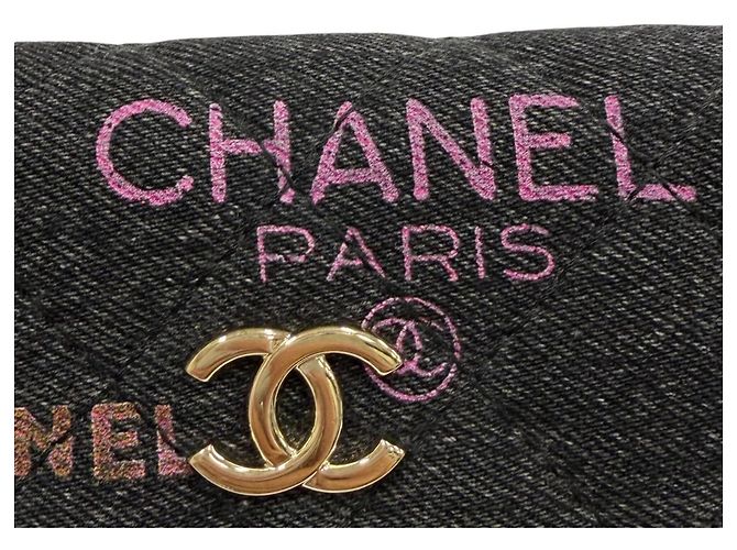 Bolso Chanel Coco Mark Mini Matelassé de denim y piel Negro Multicolor - vista 11