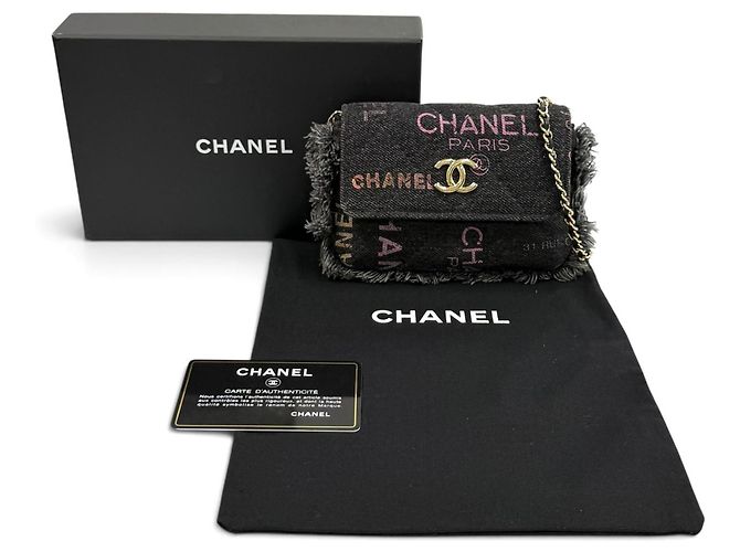 Bolso Chanel Coco Mark Mini Matelassé de denim y piel Negro Multicolor - vista 2