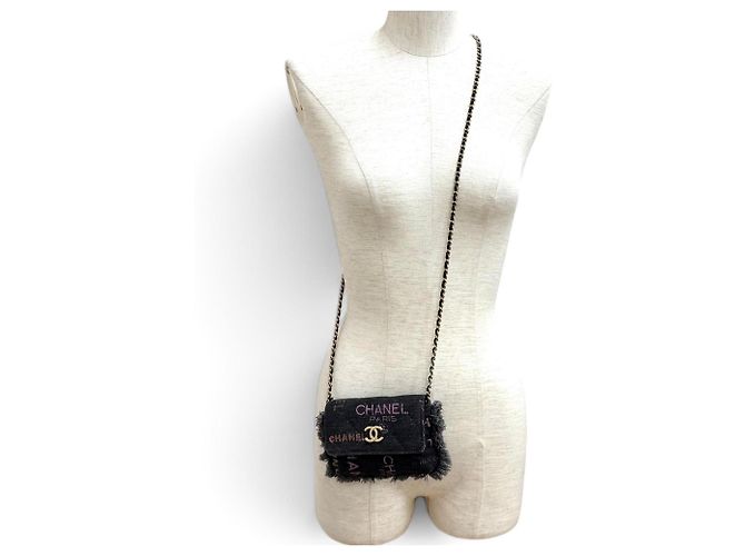 Bolso Chanel Coco Mark Mini Matelassé de denim y piel Negro Multicolor - vista 3