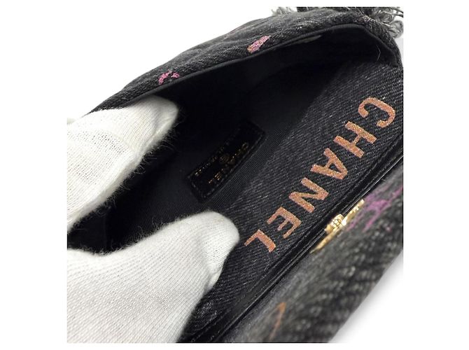 Bolso Chanel Coco Mark Mini Matelassé de denim y piel Negro Multicolor - vista 7