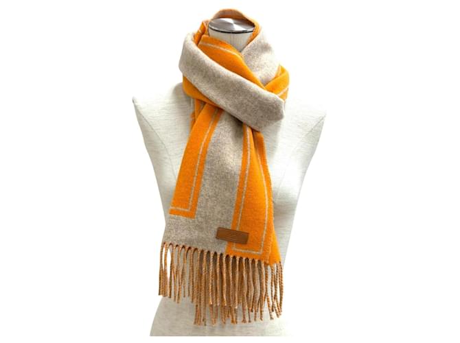 Hermès Sciarpa Stole in Cashmere Hermes Beige Arancione - vista 3