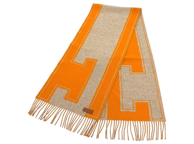 Hermès Sciarpa Stole in Cashmere Hermes Beige Arancione - vista 4