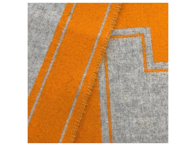 Hermès Sciarpa Stole in Cashmere Hermes Beige Arancione - vista 5