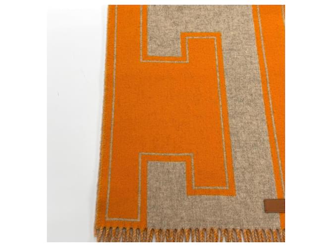 Hermès Sciarpa Stole in Cashmere Hermes Beige Arancione - vista 8