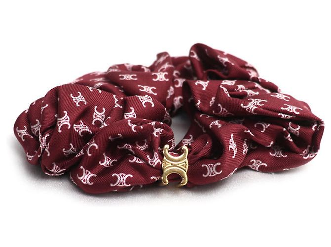 Céline CELINE Mini Triomphe Scrunchie aus Seide und Messing Roh Bordeaux - Ansicht 2