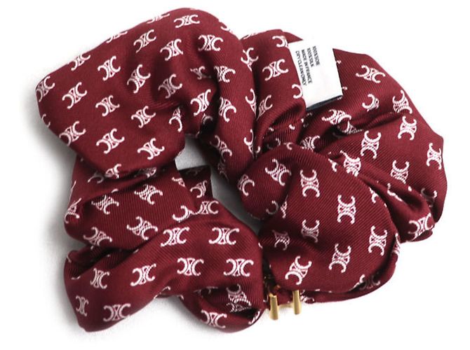Céline CELINE Mini Triomphe Scrunchie aus Seide und Messing Roh Bordeaux - Ansicht 4