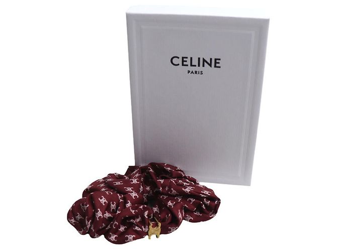 Céline CELINE Mini Triomphe Scrunchie aus Seide und Messing Roh Bordeaux - Ansicht 6