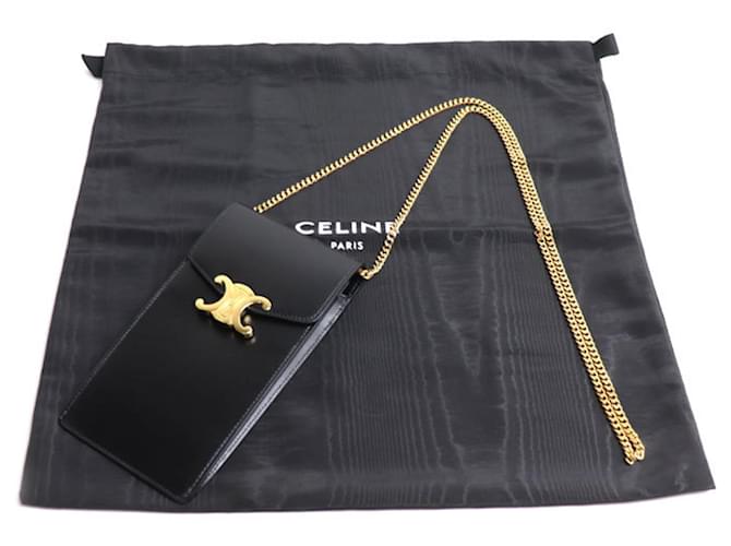 Céline Borsa a tracolla e porta cellulare Celine Triomphe Nero - vista 7