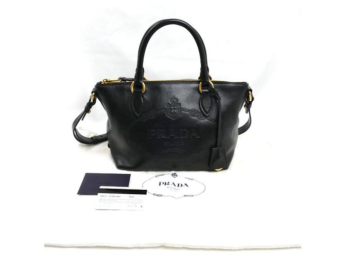 Borsa a tracolla 2-Way Prada Vitello Daino Nero - vista 10