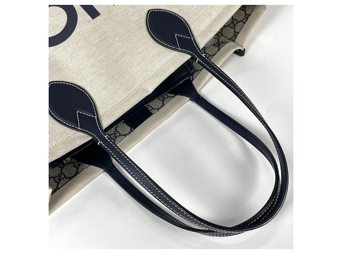 Saco Tote Gucci GUCCI em Ivory e Navy Cru Azul marinho - vista 5