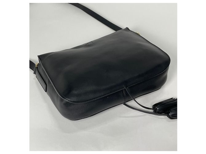 Borsa a tracolla in pelle con frange Loewe Black Anagram Nero - vista 2