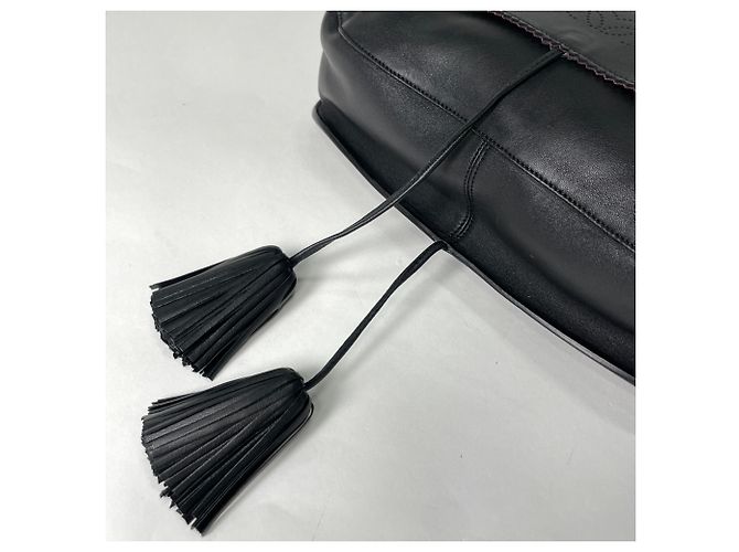 Borsa a tracolla in pelle con frange Loewe Black Anagram Nero - vista 5