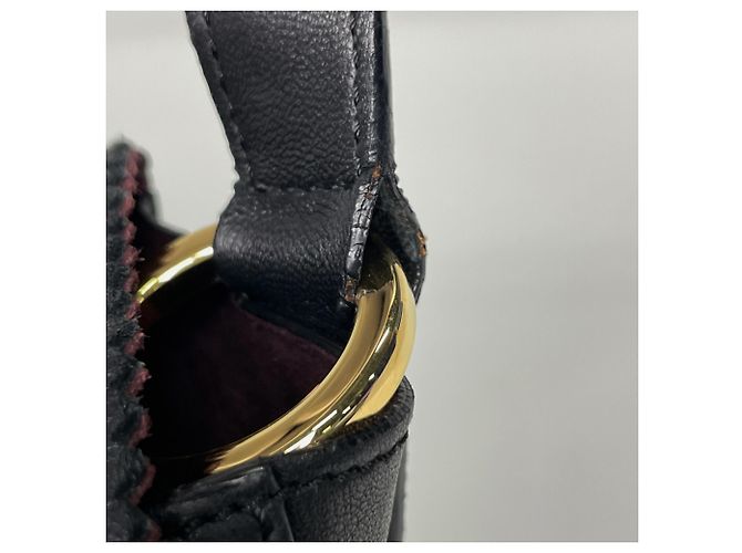 Borsa a tracolla in pelle con frange Loewe Black Anagram Nero - vista 6