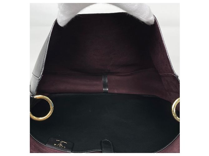 Borsa a tracolla in pelle con frange Loewe Black Anagram Nero - vista 8