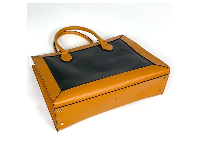 Gucci GG Marmont 2-Way Leder Tote Bag Schwarz Weiß Gelb - Ansicht 2