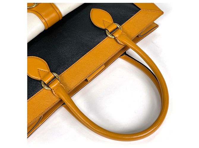 Gucci GG Marmont 2-Way Leder Tote Bag Schwarz Weiß Gelb - Ansicht 5