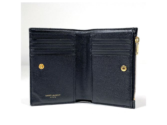 Yves Saint Laurent Bi-Fold Ledergeldbörse in Schwarz - Ansicht 8