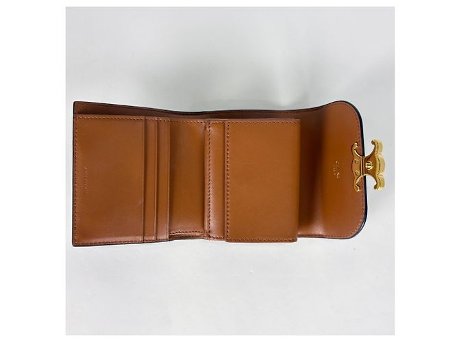 Céline Portafoglio mini tri-fold Celine Triomphe Marrone Nero - vista 7