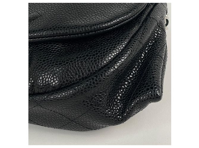 Borsa a tracolla Chanel in vitello grana nera Nero - vista 3