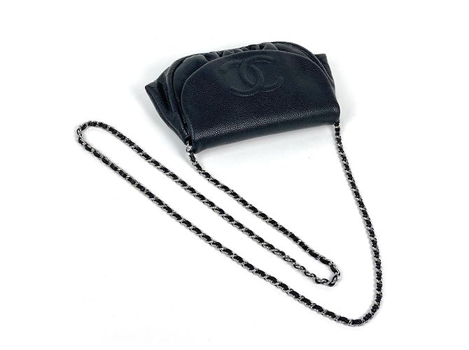 Borsa a tracolla Chanel in vitello grana nera Nero - vista 4