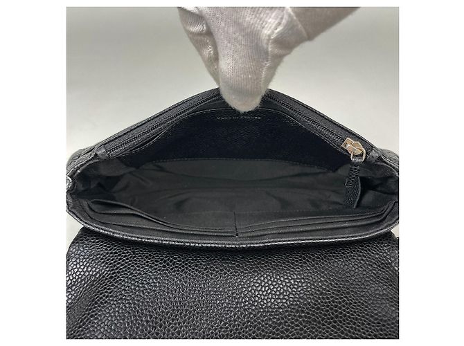Borsa a tracolla Chanel in vitello grana nera Nero - vista 5