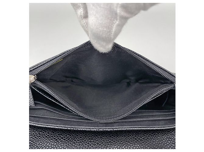 Borsa a tracolla Chanel in vitello grana nera Nero - vista 6