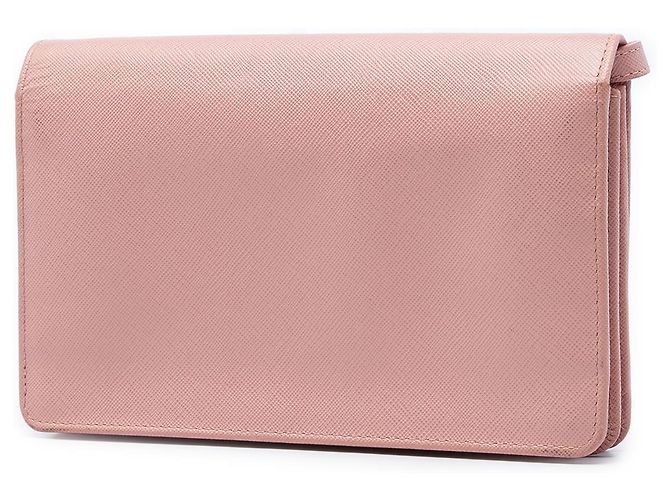 Portafoglio Prada Pink Saffiano con tracolla Rosa - vista 2
