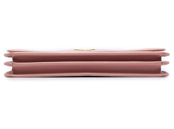 Portafoglio Prada Pink Saffiano con tracolla Rosa - vista 3