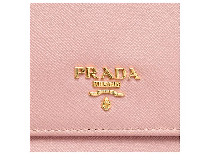 Portafoglio Prada Pink Saffiano con tracolla Rosa - vista 5