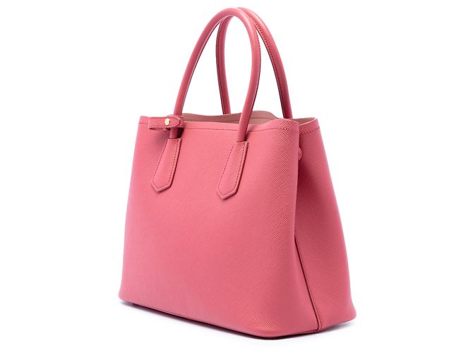 Prada Bolsa Double Satchel em Couro Saffiano Rosa Medium - vista 2