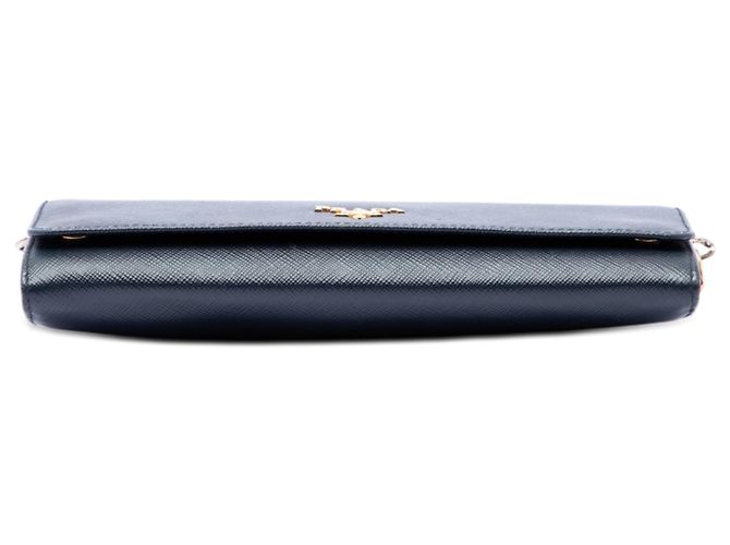 Portafoglio con catena Prada Blue Saffiano Lux Blu navy - vista 3