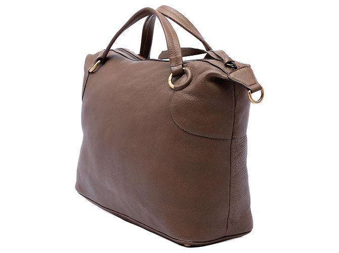 Borsa Satchel Gucci in Twill e Vitello Marrone - vista 2