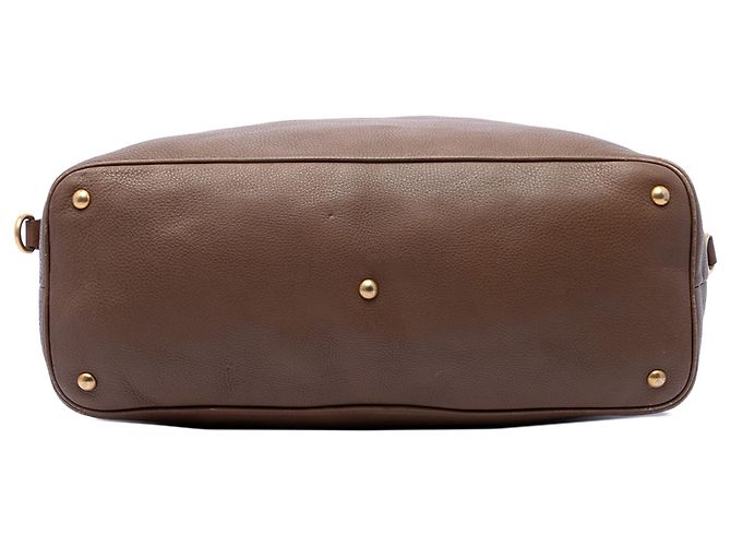 Borsa Satchel Gucci in Twill e Vitello Marrone - vista 3