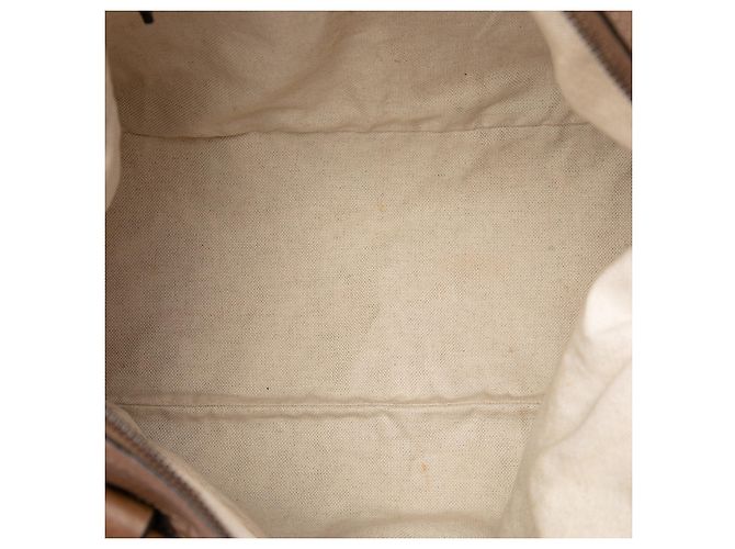 Borsa Satchel Gucci in Twill e Vitello Marrone - vista 4