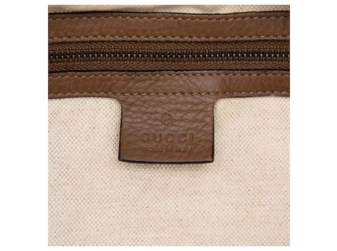 Borsa Satchel Gucci in Twill e Vitello Marrone - vista 5